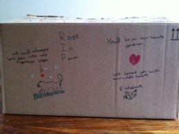 A box for Ethelbert, decorated by our smallest boy