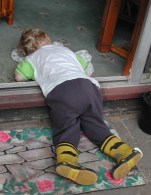 A quick nap in the doorway